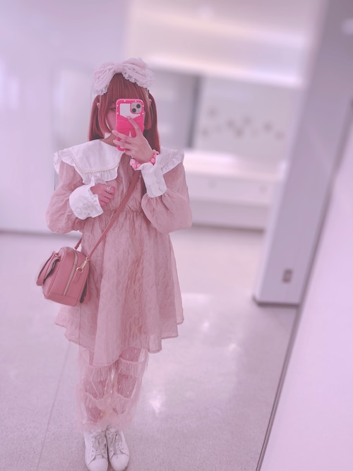 Swankiss quilt pearl ribbon 裏毛 OP ピンク Swankiss（スワンキス）の「PI frills LP/T（その他パンツ
