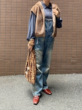 「アイテム（つなぎ/オールインワン）」を使った、sandaisandaiさん（レディース・159cm）の秋コーディネート