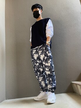 「JUNRED（ジュンレッド）のアイテム（ベスト）」を使った、zowさん（メンズ・168cm）の秋コーディネート