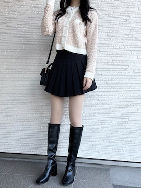 「韓国好きな人と繋がりたい」｜「アイテム（ブーツ）」を使った、𝙉𝙀𝙊 ♡さん（レディース・157cm）の秋コーディネート