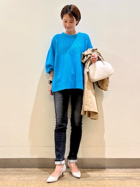 「HONEYSUCKLE ROSE（ハニーサックルローズ）のアイテム（ステンカラーコート）」を使った、chihoさん（レディース・166cm）の秋コーディネート