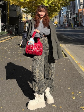 「アイテム（カーゴパンツ）」を使った、ゆうかさん（レディース・159cm）の秋コーディネート