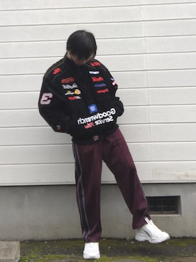 「レーシングジャケット」｜「アイテム（その他アウター）」を使った、さらみさん（メンズ・168cm）の秋コーディネート