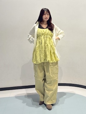 「アイテム（チュニック、グリーン系）」を使った、アベさん（レディース・164cm）の秋コーディネート