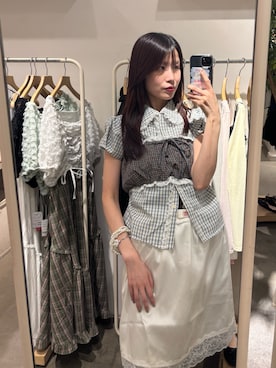 「w closet（ダブルクローゼット）のアイテム（デニムパンツ）」を使った、アベさん（レディース・164cm）の夏コーディネート
