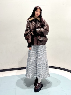 「アイテム（ブルゾン）」を使った、アベさん（レディース・163cm）の秋コーディネート