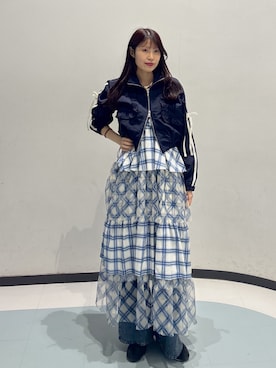 「w closet（ダブルクローゼット）のミックスティアードキャミワンピース（ワンピース、ホワイト系）」を使った、アベさん（レディース・164cm）の春コーディネート