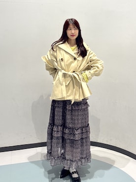 「w closet（ダブルクローゼット）の花柄ティアードキャミワンピース（ワンピース、ブラック系）」を使った、アベさん（レディース・164cm）の春コーディネート