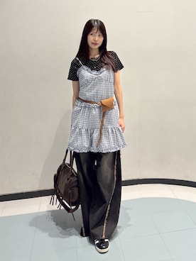 「w closet（ダブルクローゼット）のアイテム（デニムパンツ）」を使った、アベさん（レディース・164cm）の夏コーディネート