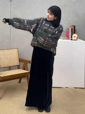 「ベロアスカート」｜「アイテム（ブーツ）」を使った、多田詩音さん（レディース・152cm）の秋コーディネート
