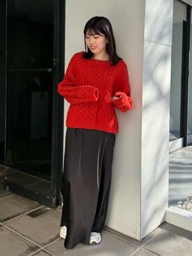 「レッドコーデ」｜多田詩音さん（レディース・152cm）の冬コーディネート