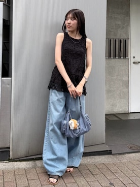 「Ungrid（アングリッド）のアイテム（サンダル）」を使った、多田詩音さん（レディース・152cm）の夏コーディネート