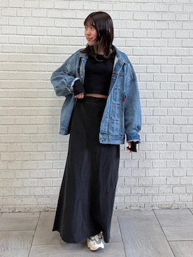 「Ungrid（アングリッド）のピーチ起毛フィットフレアスカート（スカート、グレー系）」を使った、多田詩音さん（レディース・152cm）の春コーディネート