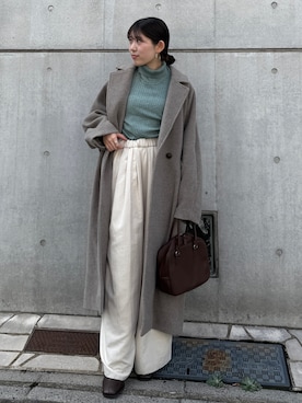 「アイテム（チェスターコート）」を使った、多田詩音さん（レディース・152cm）の秋コーディネート