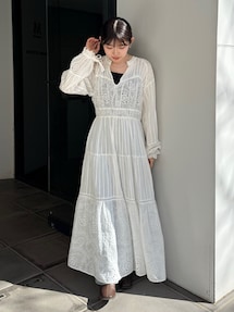 セール】カットワークレースコンビワンピース（ワンピース