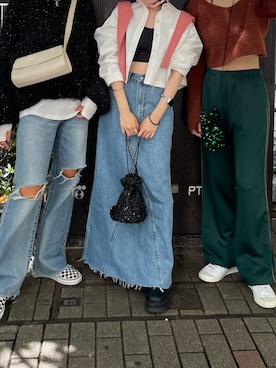 「Ungrid（アングリッド）のアイテム（デニムスカート）」を使った、多田詩音さん（レディース・152cm）の秋コーディネート