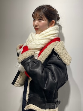 「Ungrid（アングリッド）のアイテム（マフラー）」を使った、多田詩音さん（レディース・152cm）の冬コーディネート