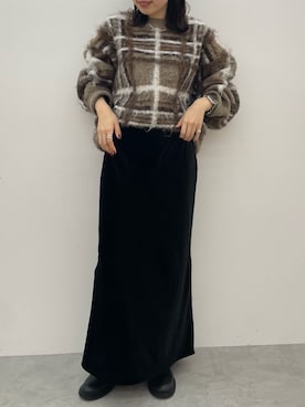 「ベロアスカート」｜「アイテム（ブーツ）」を使った、多田詩音さん（レディース・152cm）の秋コーディネート