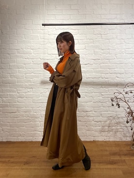 「アイテム（その他アウター、ブラウン系）」を使った、多田詩音さん（レディース・152cm）の秋コーディネート