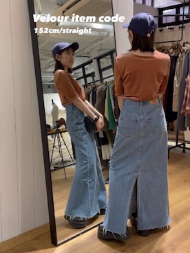 「Ungrid（アングリッド）のアイテム（デニムスカート）」を使った、多田詩音さん（レディース・152cm）の秋コーディネート