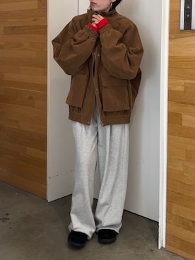 「トレンド秋素材コーデ」｜「アイテム（ジャケット/アウター）」を使った、多田詩音さん（レディース・152cm）の秋コーディネート