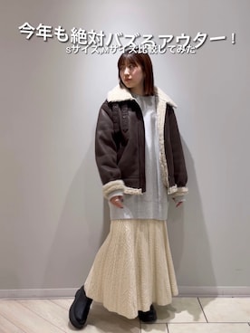 「Ungrid（アングリッド）のアイテム（ムートンコート）」を使った、多田詩音さん（レディース・152cm）の秋コーディネート