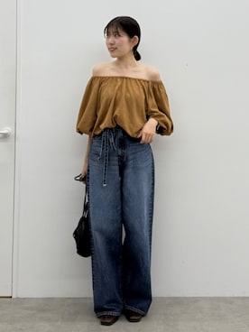 「オフショルダー」｜多田詩音さん（骨格ストレート・レディース・152cm）の秋コーディネート