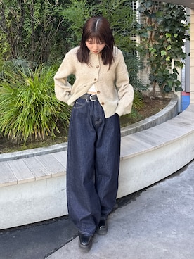 「アイテム（チェスターコート）」を使った、多田詩音さん（レディース・152cm）の冬コーディネート