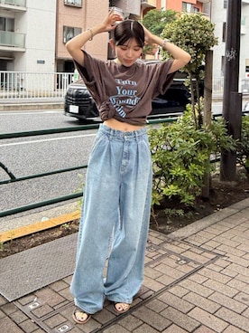 「Ungrid（アングリッド）のアイテム（サンダル）」を使った、多田詩音さん（レディース・152cm）の夏コーディネート