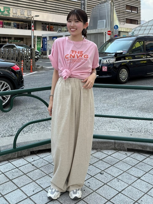 リネン混カーブラフパンツ