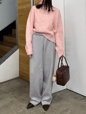 「Ungrid（アングリッド）のカシミヤ混ニットパンツ（その他パンツ）」を使った、多田詩音さん（レディース・152cm）の秋コーディネート