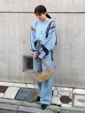 「Ungrid（アングリッド）のアイテム（デニムパンツ）」を使った、多田詩音さん（レディース・152cm）の秋コーディネート