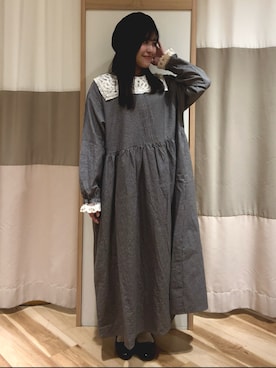 「サマンサモスモス」｜「アイテム（ハンチング/ベレー帽）」を使った、なぎちーさん（レディース・152cm）の冬コーディネート