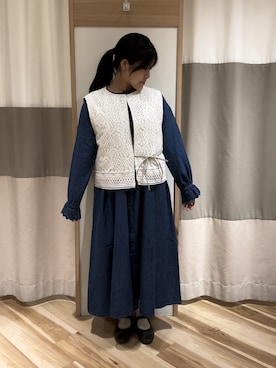 「ベスト×ワンピース」｜なぎちーさん（レディース・152cm）の夏コーディネート