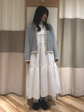 「オフホワイト」｜「アイテム（ワンピース/ドレス）」を使った、なぎちーさん（レディース・152cm）の冬コーディネート