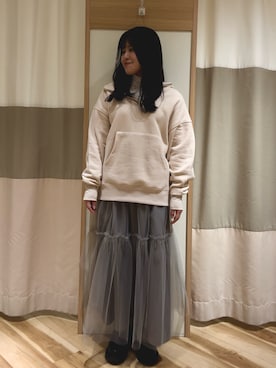 「サマンサ モスモス(Samansa Mos2)」｜「アイテム（スウェット）」を使った、なぎちーさん（レディース・152cm）の冬コーディネート