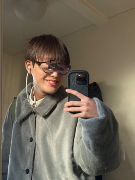 「大学生」｜「アイテム（その他アウター）」を使った、くぼっちさん（メンズ・178cm）の冬コーディネート