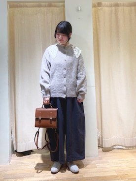 「アイテム（ドレスシューズ、ベージュ系）」を使った、春さん（レディース・157cm）の冬コーディネート