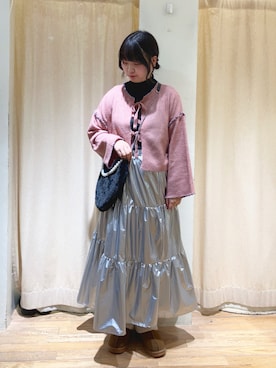 「ehka sopo（エヘカソポ）のムートン風シューズ（ブーツ）」を使った、春さん（レディース・157cm）の秋コーディネート