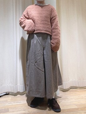 「Samansa Mos2（サマンサ モスモス）の襟刺繍シャーリング前後2WAYブラウス（シャツ/ブラウス）」を使った、春さん（レディース・157cm）の秋コーディネート