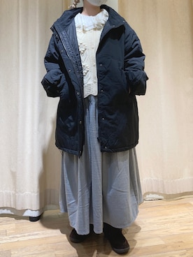 「モンスターパーカー」｜「アイテム（ブルゾン）」を使った、春さん（レディース・157cm）の冬コーディネート