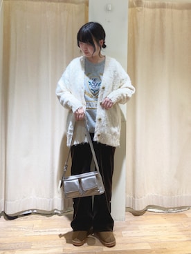 「ehka sopo（エヘカソポ）のムートン風シューズ（ブーツ）」を使った、春さん（レディース・157cm）の秋コーディネート