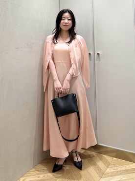 「ROPE'（ロペ）の【E'POR】BAMBOO BAG Mini/超軽量・26SS（ハンドバッグ、ブラック系）」を使った、Hiyoさん（レディース・153cm）の春コーディネート
