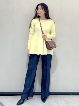「デニムライク」｜Hiyoさん（レディース・153cm）の冬コーディネート