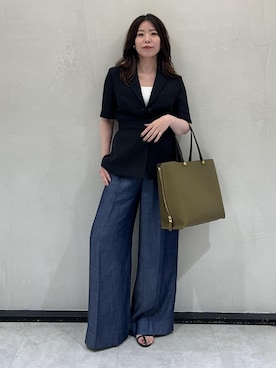「アイテム（トートバッグ）」を使った、Hiyoさん（レディース・153cm・30代）の夏コーディネート