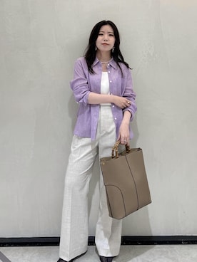 「E'POR（エポール）の【E'POR】BAMBOO BAG Large/A4対応・通勤・26SS新色（トートバッグ、ベージュ系）」を使った、Hiyoさん（レディース・153cm）の春コーディネート