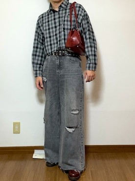 「アイテム（ボストンバッグ）」を使った、マルさん（メンズ・172cm）の秋コーディネート