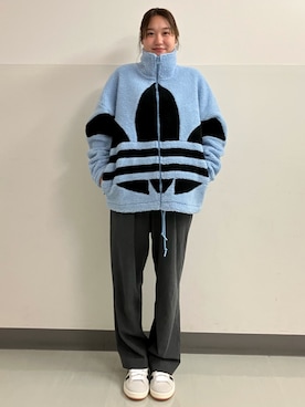 「adidas（アディダス）のシェルパ ジャケット [SHERPA JACKET] アディダスオリジナルス（ブルゾン、ブルー系）」を使った、HYさん（レディース・161cm）の秋コーディネート