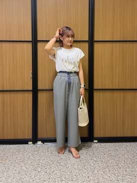 「Chez toi（シェトワ）のアイテム（パンツ）」を使った、himechaさん（レディース・160cm）の夏コーディネート