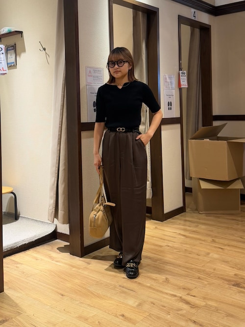 前後2WAY5分袖キーネックリブニット